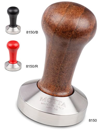 Pressino base bombata in acciaio con manico in legno marrone, rosso o nero — 8150 | Metallurgica Motta