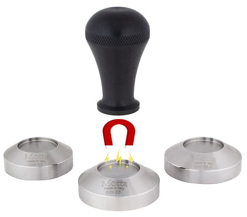 Pressino Black Crown con manico magnetico e 3 basi: Ø53/58/58,5mm — 9540 | Metallurgica Motta