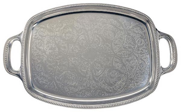 Damascene rectangular tray San Marco with handles — 700D | Metallurgica Motta