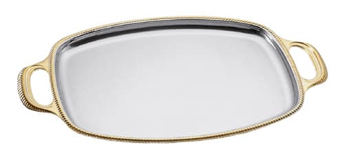 Rectangular tray San Marco with gilt rim and handles — 700O | Metallurgica Motta
