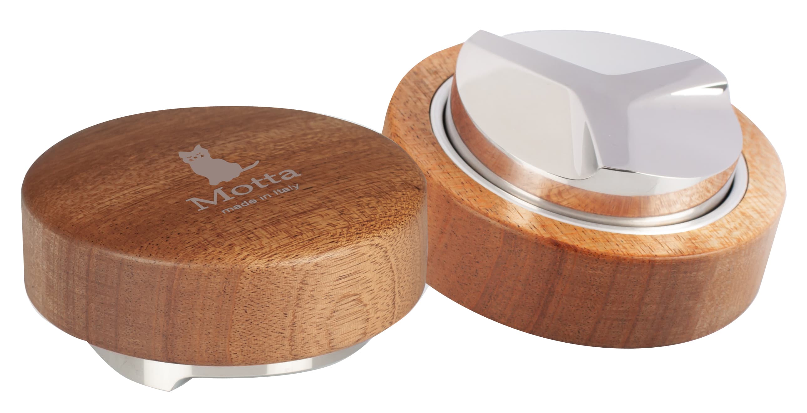 Coffee leveling tool with wood — 8400 | Metallurgica Motta